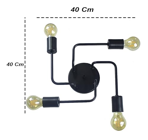 Lustre Luminária Sputnik Aranha 4 Braços Quarto Sala Cozinha Preto