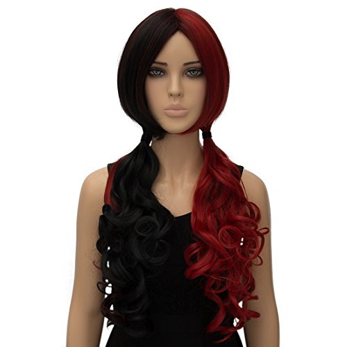Netgo Red and Black Pigtail Wig Long Wavy Lolita Style Cosplay Wigs
