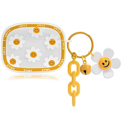 Cute Airpod Pro Case With Smile Daisy Flower Ornament Keychain Silicone Protective Cover Compatible With Airpods Pro For Women And Girls #TOP4