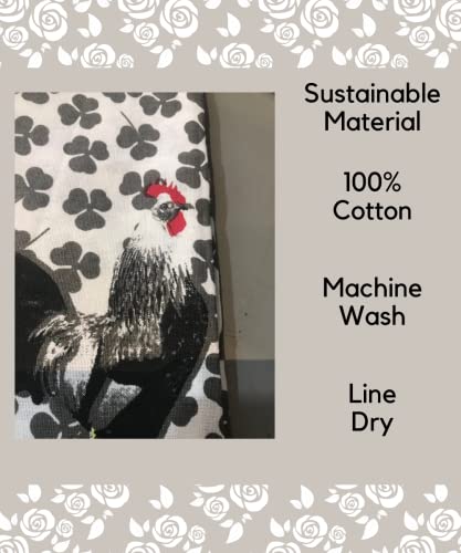 Farmhouse Kitchen Towels Tea Towels Farmhouse Set Rooster Chicken Dish Towels Tan Black Dish Towels Set Of 3 Cotton 15"X25" Set Of Three #TOP7