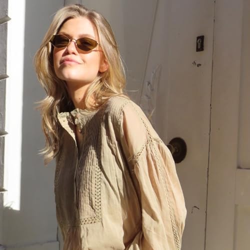 Retro Irregular Narrow Sunglasses for Women Trendy Vintage Polygon Small Shades Metal Frame UV Protection4