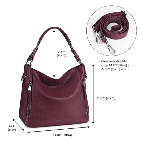 Image of YALUXE Women's Real Leather Shoulder Bags Hobo Handbag Purse Crossbody Bag