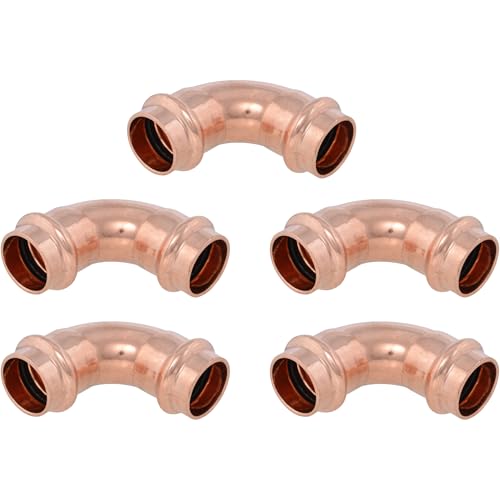 Image of SharkBite 3 /4 x 3 /4 Inch 90 Degree Elbow, Copper Press Plumbing Fitting, Pack of 5, UPR256X5