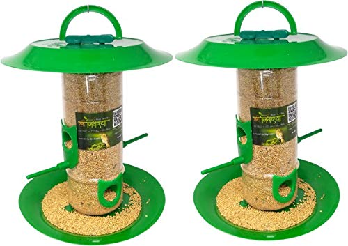 Medium Bird Food Feeder with hut Both Side Pack of 2