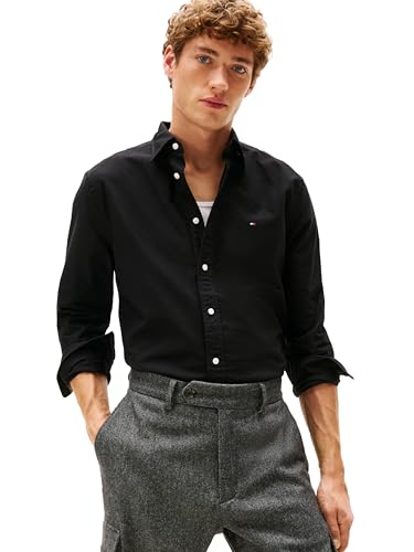 Image of Tommy Hilfiger Men's Long Sleeve Oxford Shirts in Regular Fit, Men's Button Down Shirts, Also Available in Big and Tall