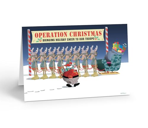 Cartes de Noël militaires et patriotiques avec enveloppes A6