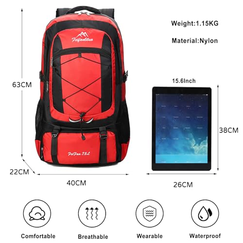 Mochila de senderismo 75L impermeable para hombre y mujer miniatura 3