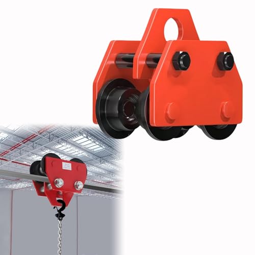 Beam Trolley, Manual Adjustable Width 10-15cm, 5000kg Load Capacity Heavy Duty Push Trolley with Dual Track Rollers, for I-Beam, H-Beam & Curved Rail Track Systems Garage Hoist