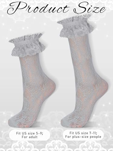 8 Pairs Women Lace Socks Ruffle Frilly Ankle Women Cute Lolita Lace Trim Socks3