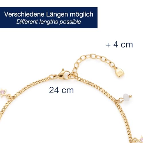 Tobillera de acero inoxidable para mujer con perlas y estrellas 2