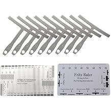 11Pcs Guitar Luthier Tools Include 1Pcs String Action Gauge Ruler 1Pcs Guitar String Pitch Ruler 9Pcs Understring Radius Gauge, Guitar String Height Measuring Set Up Repairing Tool