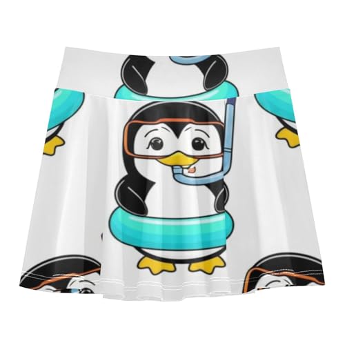 Joisal Cute Penguins White Girls Skorts Athletic Shorts Tennis Skirts Toddler Neon School Skirt 3t
