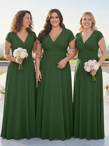 Image of KOH KOH Womens Sexy Cap Short Sleeve V-Neck Flowy Cocktail Gown
