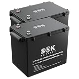 SOK Battery 206Ah 12V LiFePO4 Lithium Iron Phosphate Deep Cycle Battery, perfect for your RV or any off-grid application, Low Temperature Disconnect, Built-in heater,ABS shell, marine grade. 2 pack