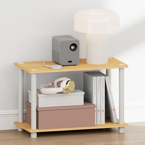 Image of Furinno Turn-N-Tube Night Stand, Rectangle Nightstand with Open Shelf, Toolless Assembly Side Table, End Table, for Living Room, Bedroom, Beech
