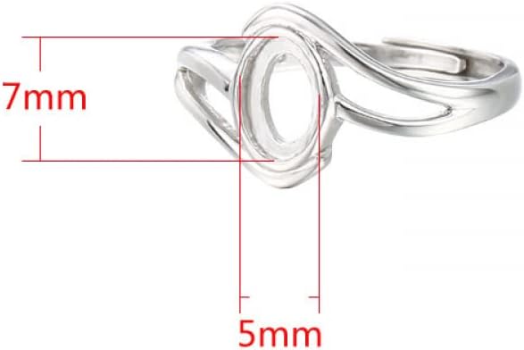 925 Sterling Silver Adjustable Ring Blank for 5X7/6x8/8x10/8x12/12x16mm Oval Gems Ring Mounting Setting DIY Jewelry Making Personalized Gift for Women(Platina Color)
