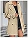 GORGLITTER Women's Double Breasted Trench Coat Causal Long Lapel Tredny Overcoat with Belt 2025 Khaki Small