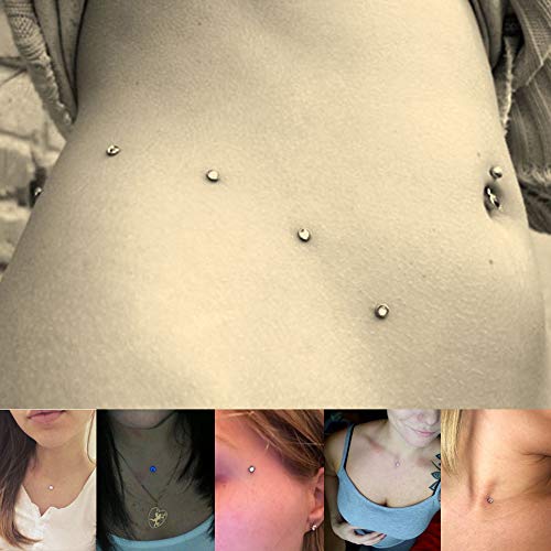 5Pcs 14g Stainless Steel Fire Opal Dermal Anchor Tops and Base Microdermals for Body Piercing2