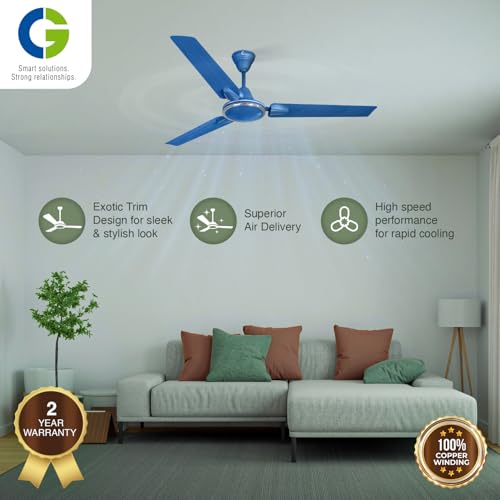 Image of CG TulipAir Neo Deco | 1200mm | High Speed FAN | Doube ball bearing | 3-Year Warranty | Blue