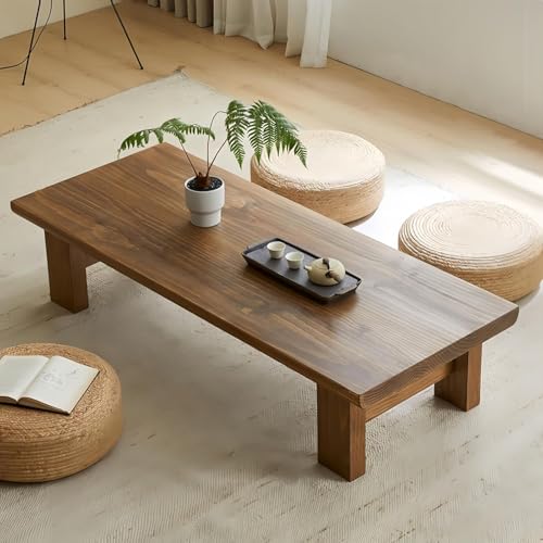 Image of Japanese Style Sheesham Wood Coffee Table for Living Room, Dining Room, Bedroom, Kitchen, Office Home Decor (115x50x38)