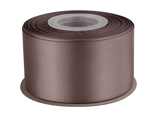 2' Inch Double Faced Satin Ribbon Chocolate Chip Solid Polyester Craft Ribbon - 25 Yards Perfect for...