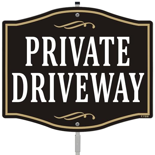Private Driveway Sign Road Drive Signal 12 x 10 With 35 Long Metal Stakes No Trespassing Sign Property Stand Aluminum Yard Business Home