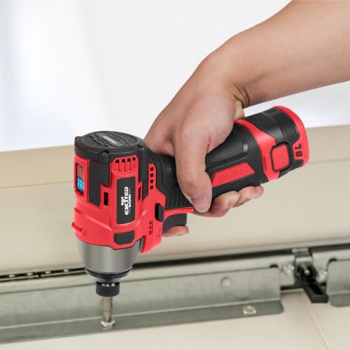 Image of 17V Brushless Screwdriver, 140Nm Cordless Impact Driver Set with 3 Adjustable Speed, 2 Batteries and Led Work Light (Red)