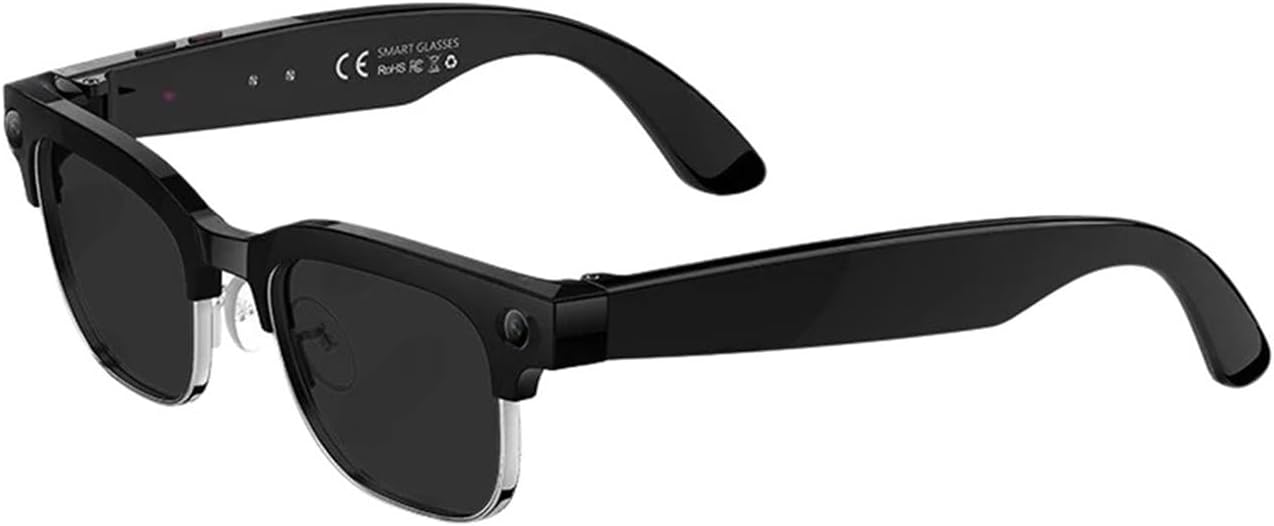 Compatible for AI Smart Glasses 8 Million Pixels Recording Videos Photo Recognition Answer Translation 290mAh IP66 Waterproof Bluetooth Glasses(Anti Blue Light)