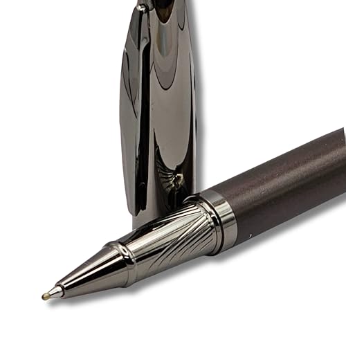 Image of Venti Gun Metal Roller Ball Pen| Titanium Body Color | Ink Color - Black| Novel Gifts For Professionals | Premium Pens For Personal & Professional Use | Japanese Technology | (871-Brown)