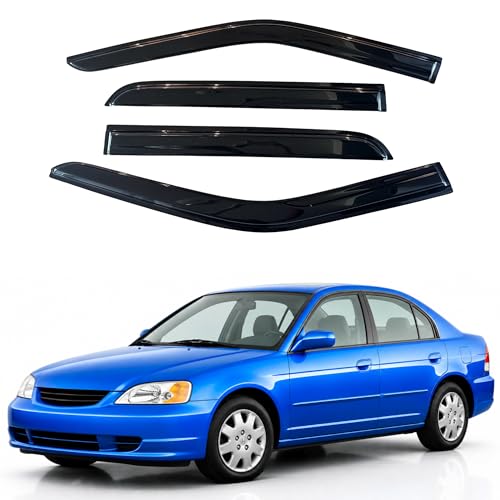 Image of IG Window Visors Fit for 2001-2005 Honda Civic, Out-Channel Rain Guards Vent Wind Deflectors 4PC, Car Accessories for 01-05 Civic (Sedan Only)