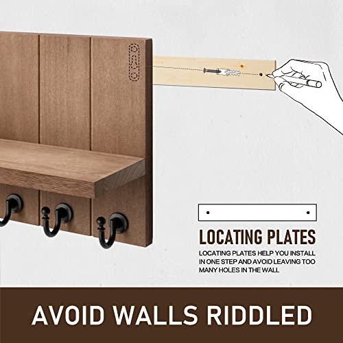 Rebee Vision Key Holder For Wall - Farmhouse Rustic Mail Organizer Floating Shelf For Home Kitchen Entryway Decor With 7 Sturdy Key Hooks (Retro Brown) #TOP3