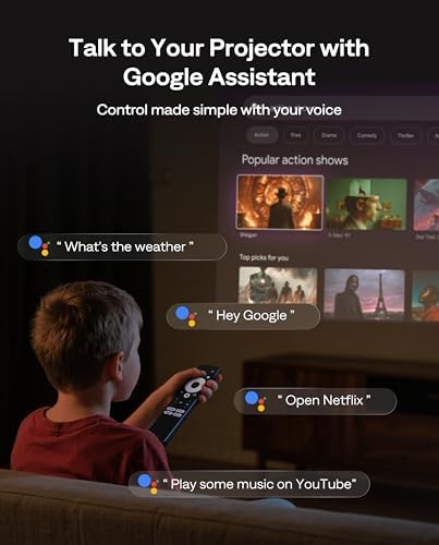 Aurzen BOOM Air Taşınabilir Google TV Projektörü WiFi ve Bluetooth Özellikli, ı İçin Akıllı Projektör, USB-C ile Güçlendirilmiş, 4K Destekli, Gerçek Zamanlı Odaklanma, Dolby Ses, Ayarlanabilir Stand, - Görsel 3