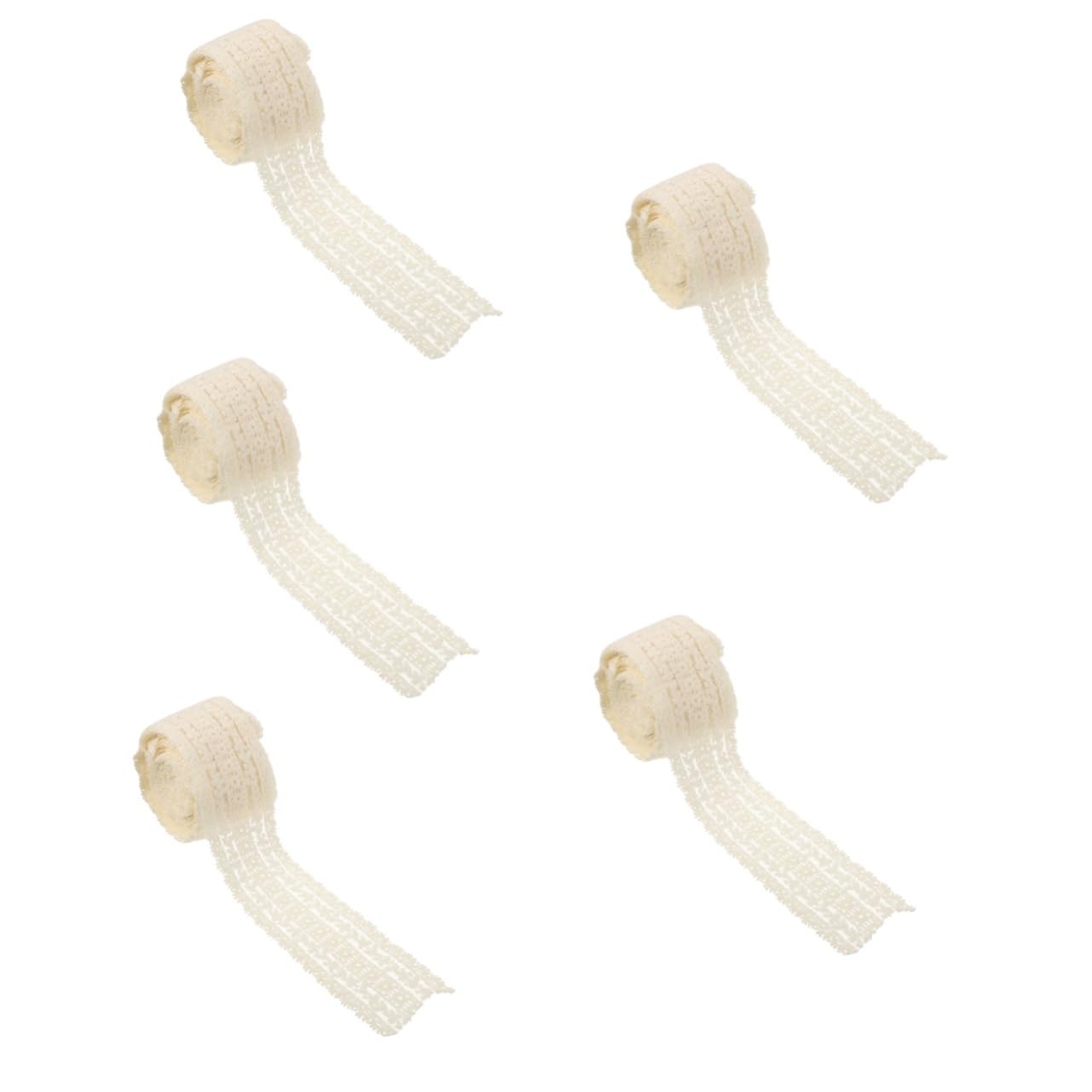 STOBOK 5rollos Cinta De Encaje Bordado Para Manualidades Metros De Adorno Decorativo Para Accesorios Para Cabello y Ropa
