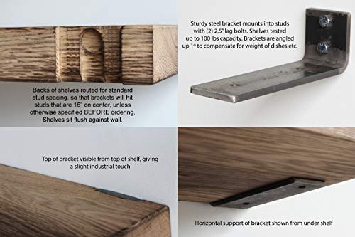 Urban Legacy Modern Hardwood Shelves - Set Of 2 - Made From New Wood - Sealed With Japanese Charring - Sturdy High Weight Capacity (Oiled Torched Oak, Low Profile 24" X 11" X 2") #TOP2