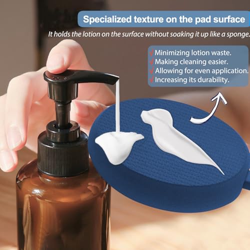 Eincremehilfe Lotion-Applikator für Rücken, Füße und Beine, langer Kunststoffgriff, Feuchtigkeitscreme, Sonnenschutz und Salbenapplikator für ältere Männer und Frauen mit 3 waschbaren Pads (Blau)
