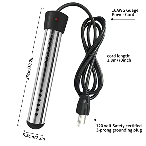2000W Immersion Water Heater,Listenjiale Submersible Water Heater With Thermometer And Stainless-Steel Guard,Heat 5 Gallons Of Water In Minutes Pool Heater,Immersion Water Heater For Bathtub #TOP2
