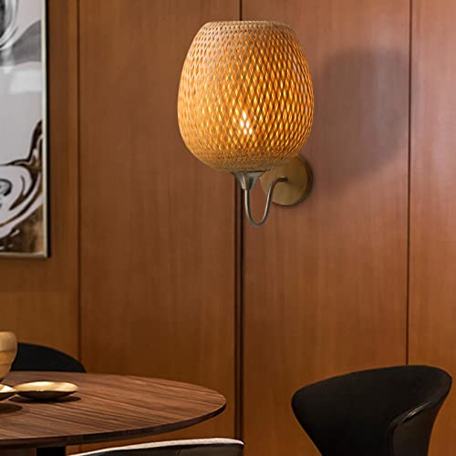 Aplique de pared de bambú boho chic para salón comedor y pasillos de entrada 3