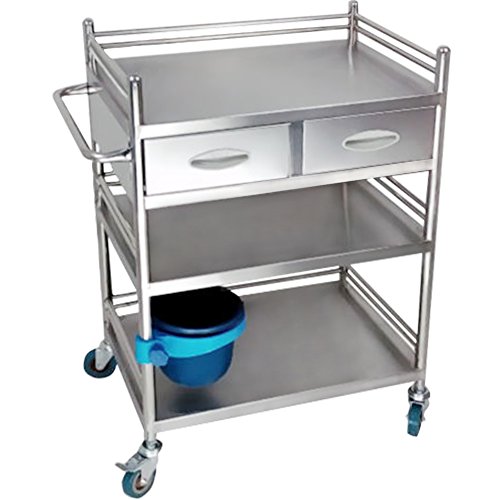 TINTON LIFE New Serving Medical Dental Lab Cart Trolley 2 Drawers 3 Layers with Bucket