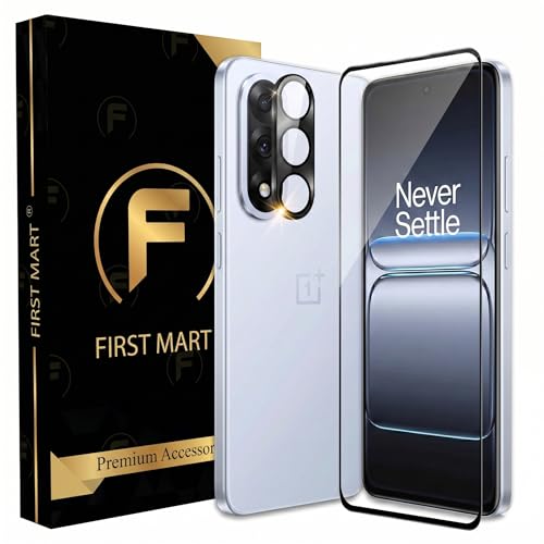 Image of FIRST MART Tempered Glass for Oneplus Nord 5 5G with Black Camera Ring Guard & Installation Kit | HD Clear Edge-to-Edge Screen Protector, Scratch Resistant, Case-Friendly | Pack of 1