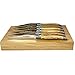 Laguiole en Aubrac Luxury Fully Forged Full Tang Stainless Steel Steak Knives 6-Piece Set with Olivewood Handle, Stainless Steel Matte Bolsters