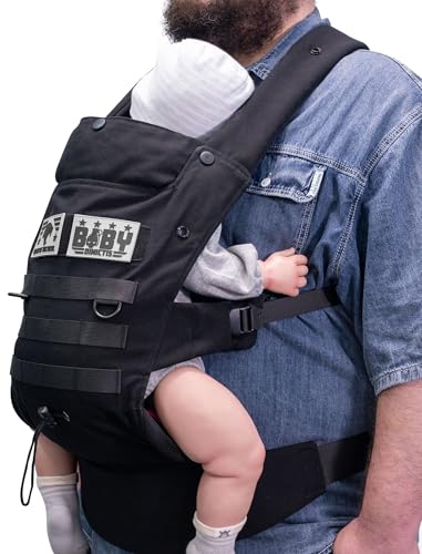 Image of Ergonomic Lumbar Support Baby Carrier for Infants to Toddlers (8-33 lbs), Cozy and Lightweight Military Baby Carrier for Big and Tall Parents- Black
