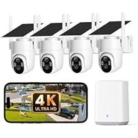 Elysoo Wireless Outdoor 4K Security 4-Cameras Kit with Auto Tracking, Color Night Vision