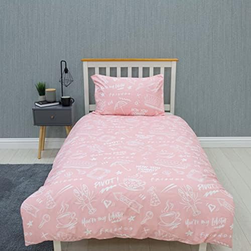 FRIENDS Official Single Duvet Cover Set | Reversible 2 Sided Bedding Duvet Cover | Coffee Design, With Matching Pillowcase