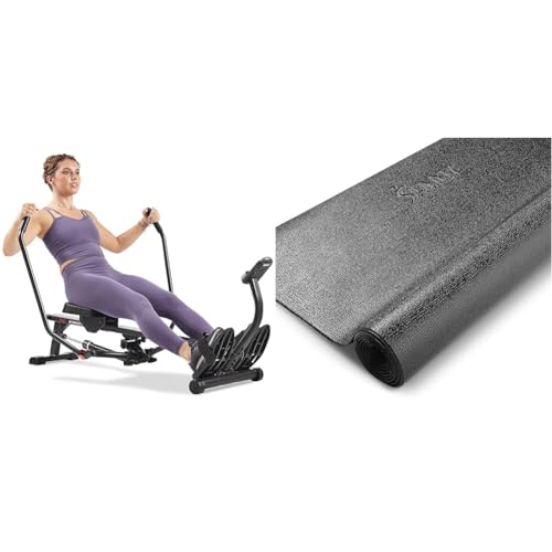 Sunny Health & Fitness Smart Compact Full-Motion Rowing Machine, Home Rower Featuring 360° Rotating Handles, 12 Adjustable Resistance Levels, Bluetooth & Free SunnyFit App, Max User Weight 180 KG + Su