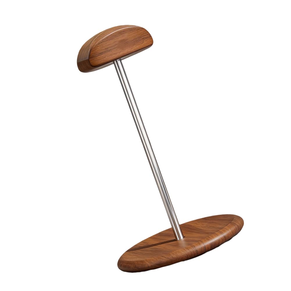 Supporto per cuffie in legno di noce e alluminio, stabile supporto da scrivania con base in silicone antiscivolo e ripiano per cuffie da gioco fino a 27 cm di altezza