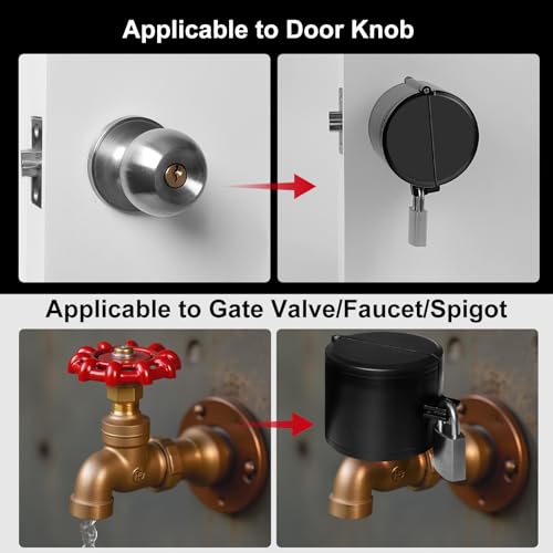 MOSECYOU Door Knob Locking Cover with Padlock, Heavy Duty All Metal Version, Adjustable Design, Lockout Device to Disable Doorknob, Prevents Turning & Block Keyhole Access, Safety for Child/Elderly - Thumbnail 6