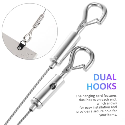Image of 4pcs Stainless Cable for Hanging of Metal Hanging Wire Ring Long for Picture Frames Mirrors Planters Artwork