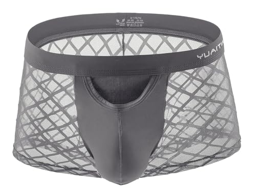 Men's Ice Silk Mesh Boxer Briefs Sexy Slim Fitting elasticity Underwear YY135