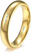2mm 4mm 6mm 8mm Tungsten Wedding Band Ring for Men Women Gold Couple Promise rings for Him and Her Sets Able to Customize Name Ring for Men Gold Band Rings for Women with Names inside