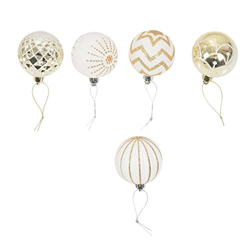 Boule de Noël incassable et élégante : lot de 30 suspensions blanc et or pour sapin sans stress - 5